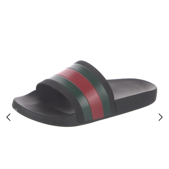 Gucci Web Black Slides with Red and Green Accents - Includes Original Box - Picture 2 of 5